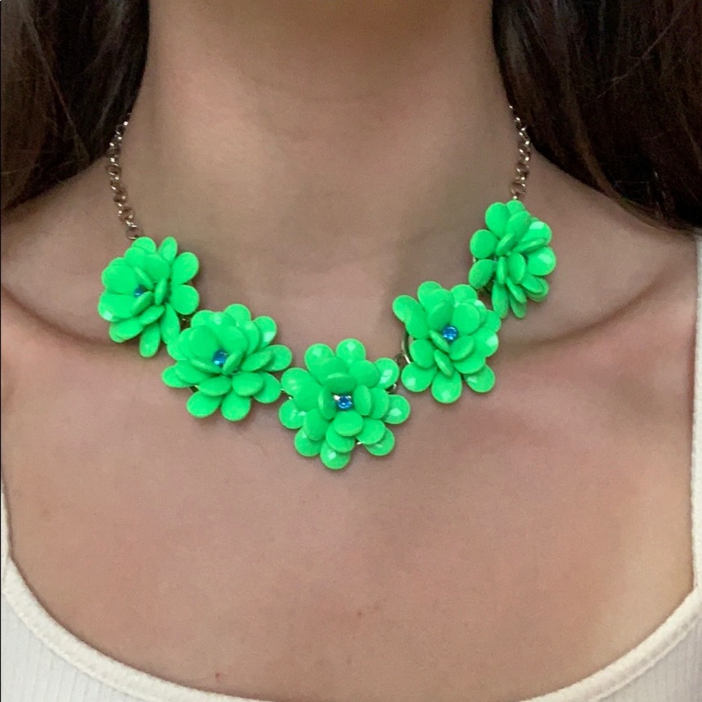 green and blue flower necklace